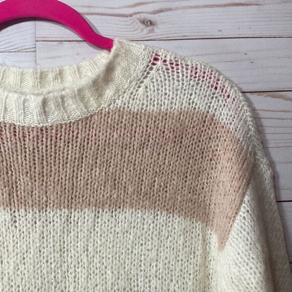 American Eagle Outfitters Jegging Fit Blush Pink Striped Wool Blend Sweater - Picture 15 of 16